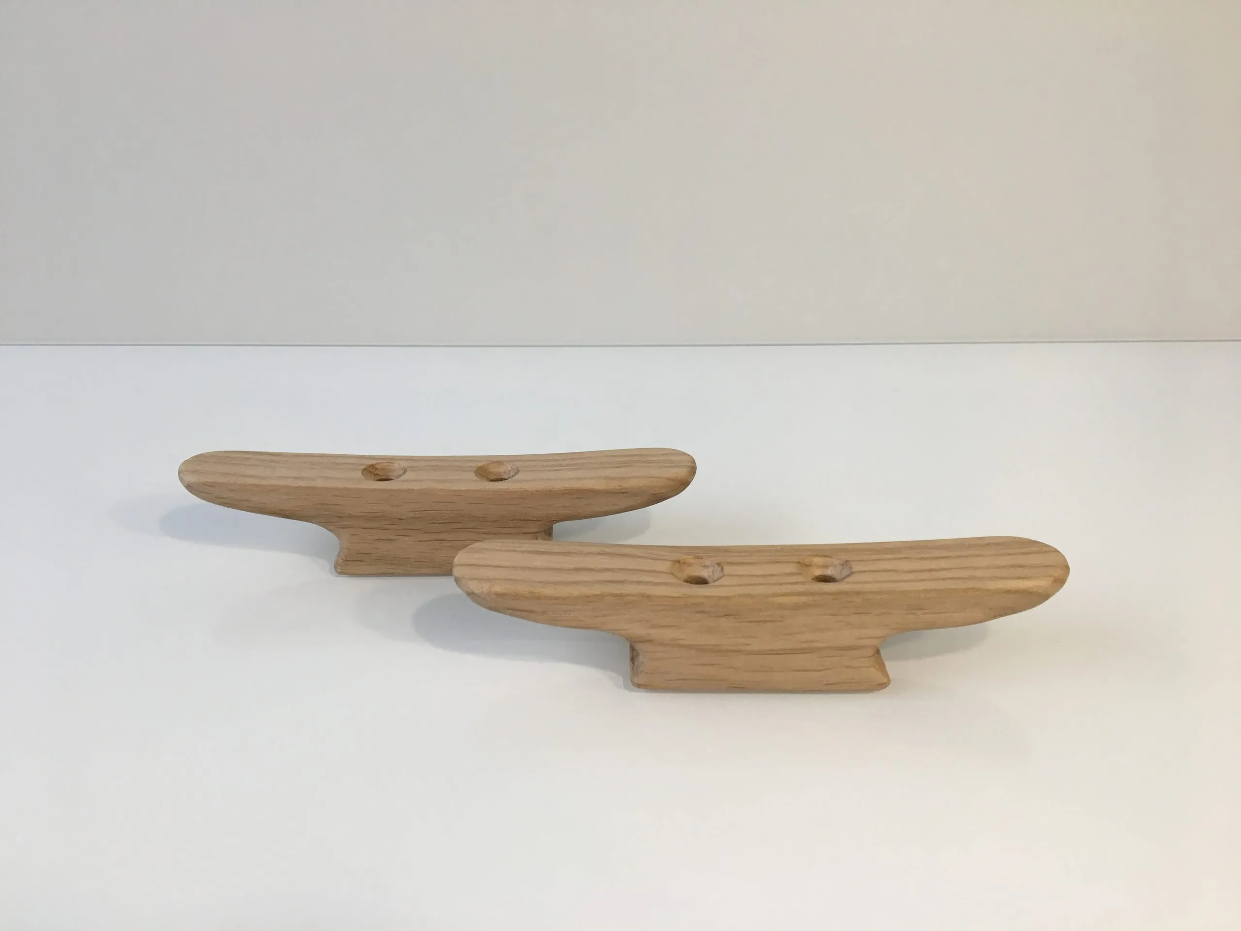 Angled shot of the cleat horns, sanded smooth and left bare