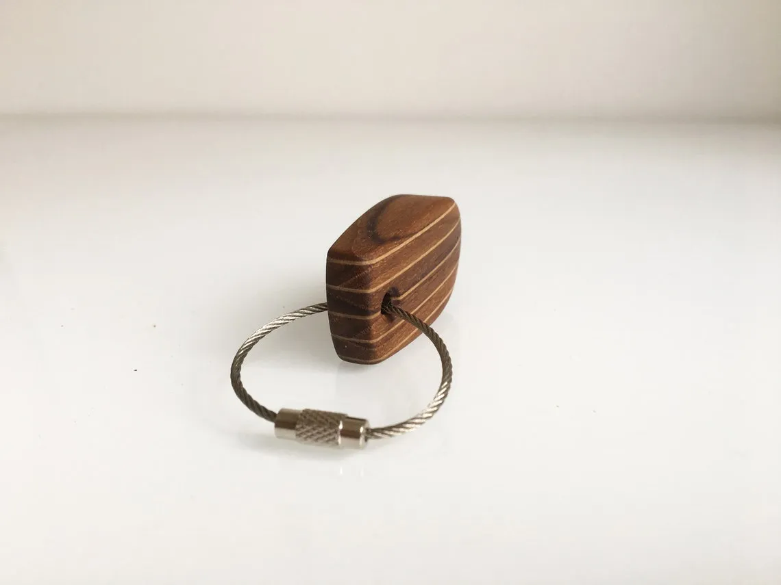 Stainless steel wire loop threaded through the keychain